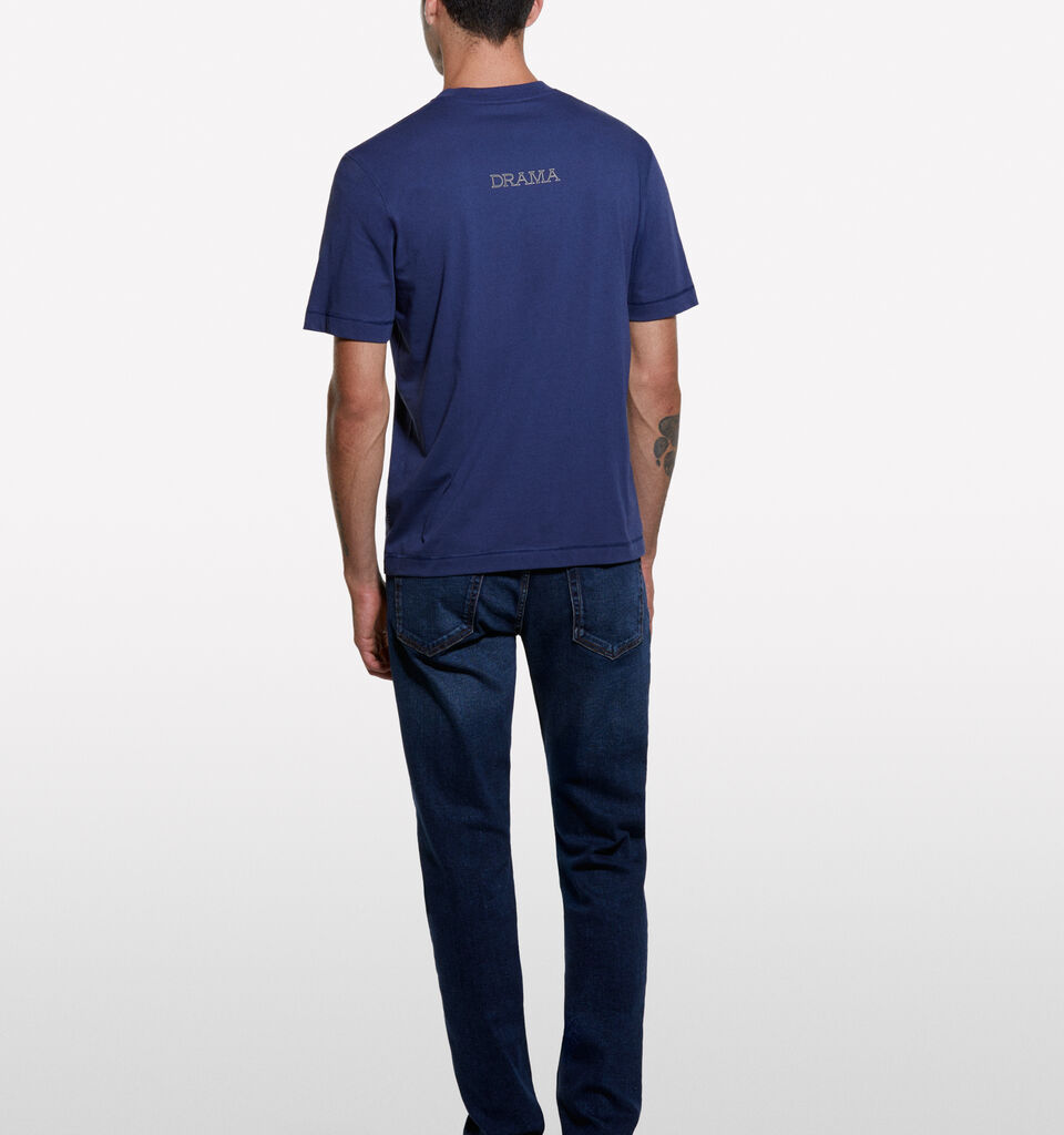 Dark blue t-shirt with print - men's short sleeve t-shirts - Blue | Sisley image number 2